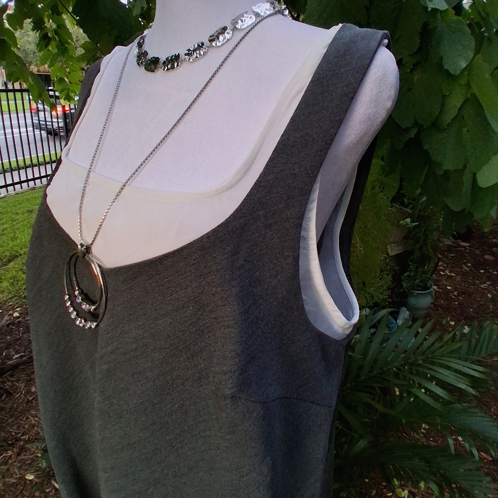 🔥NWT ASOS Gray White Sleeveless Midi Slip Dress Size 12 - Picture 7 of 11